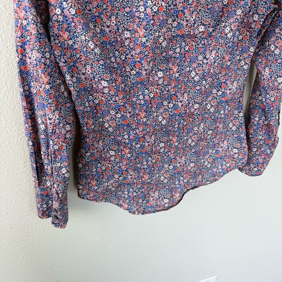 J. Crew Liberty Kayoko Floral Slim Perfect Shirt Deep Blue Multi Casual 0 - Picture 13 of 13
